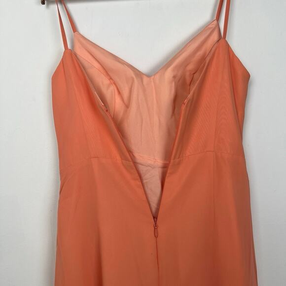 Azazie Aubrielle Women's 12 Sunset Orange Evening Gown Dress Formal Wedding Prom - Picture 4 of 14